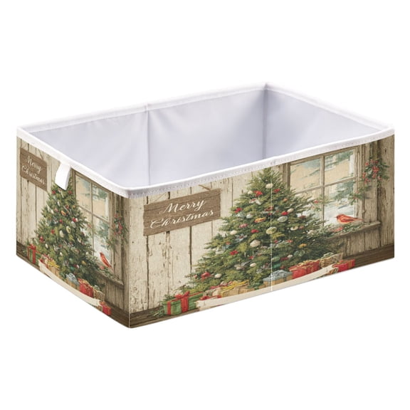 Wobogo Dazzling Christmas Tree Storage Basket Foldable Easy to Clean Durable with Hollow Support Plate with Handle 15.75x10.63x6.96in