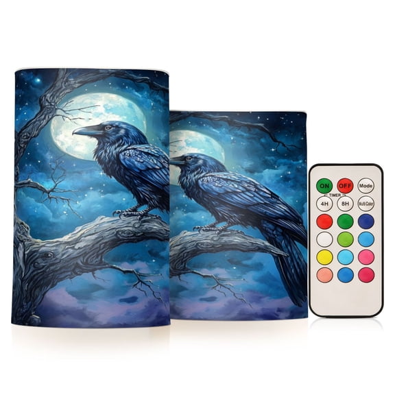 Wobogo Dead Trees Dark Crows Combo Flameless Flickering Candle Light with Remote Control and Timer for Romantic Atmosphere