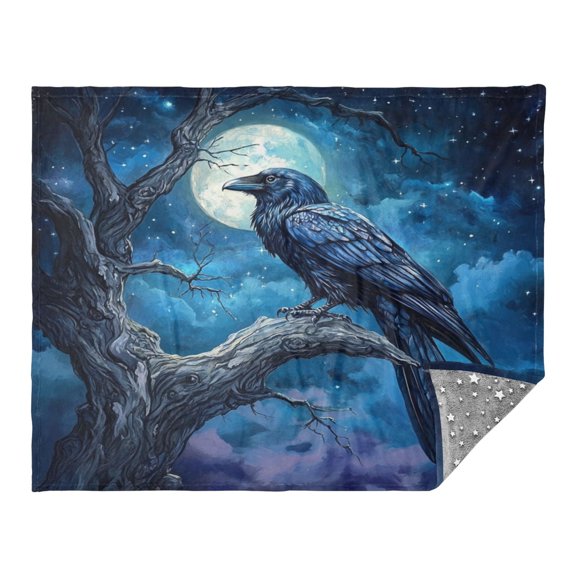 Wobogo Dead Trees Dark Crows Flannel Blanket Fluorescent Effect in The Dark Four Seasons of Comfortable and Soft Skin Friendly Sheet 7055in