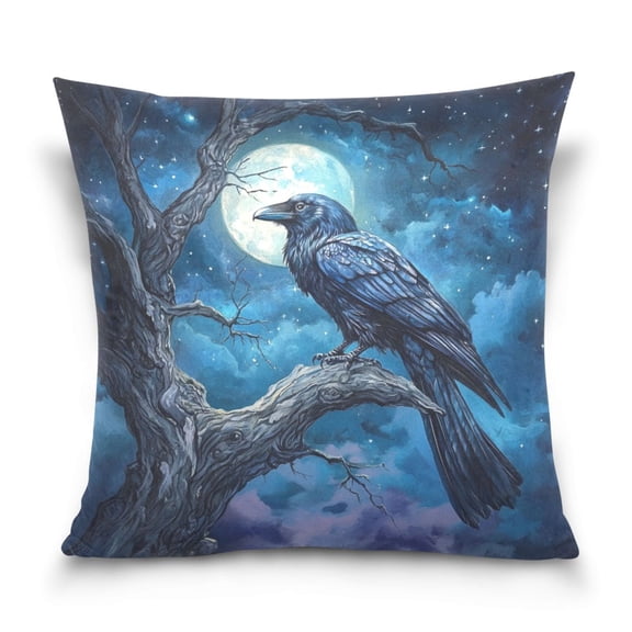 Wobogo Dead Trees Dark Crows Pillowcase Special Crystal Velvet Breathable and Comfortable Bedside Decorations Pillow 1616in