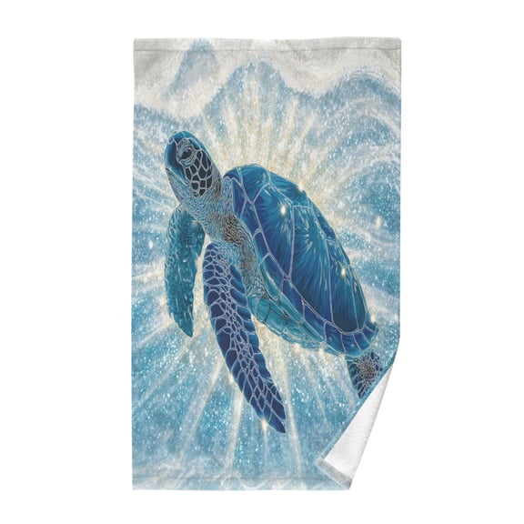Wobogo Deep Blue Sea Turtle Face Towel Soft Breathable Cotton Towel Set for Bathroom Kitchen Hotel Spa Gift Decor