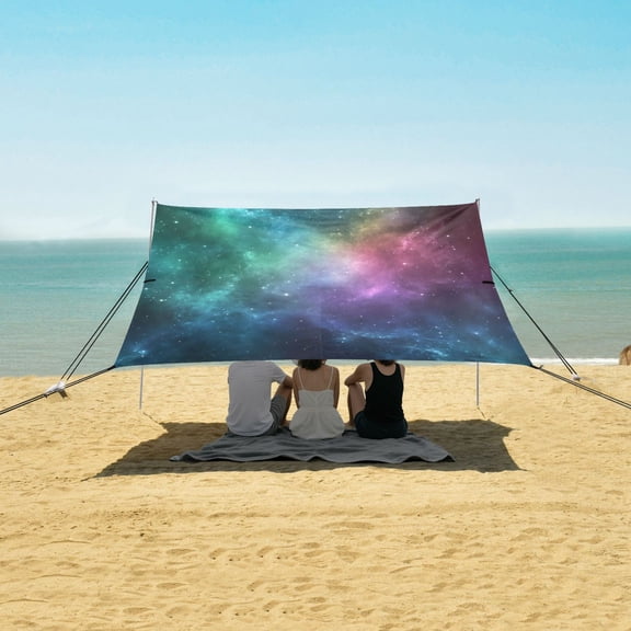 Wobogo Deep Outer Space Beach Tent Camping Sun Shelter 110 x 125in UPF50+ Outdoor Shade for Trips Fishing Picnics