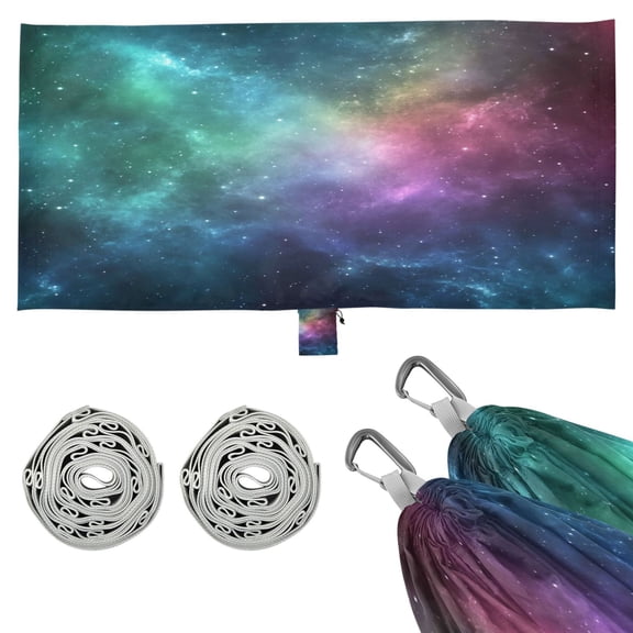 Wobogo Deep Outer Space Camping Hammocks 330 lb Capacity with Tree Straps and Hanging Pockets for Outside Hiking Beach Backpack Travel