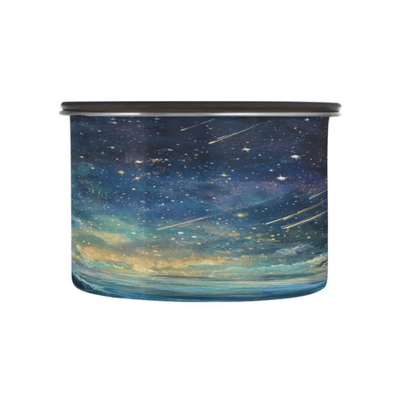 Wobogo Deep Space Shooting Stars Pattern Food Storage Jars 304 Food Grade Stainless Steel Canisters With Vacuum Airtight Lids for Coffee Snacks Nuts Cereal 500ML