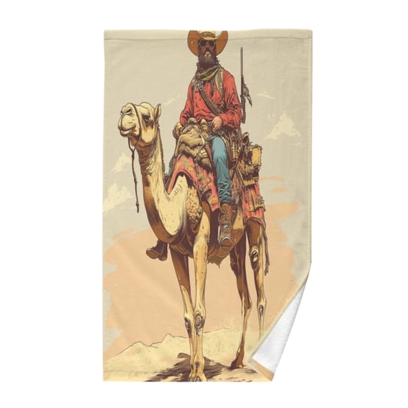 Wobogo Desert Adventure Hunter Face Towel Soft Breathable Cotton Towel Set for Bathroom Kitchen Hotel Spa Gift Decor