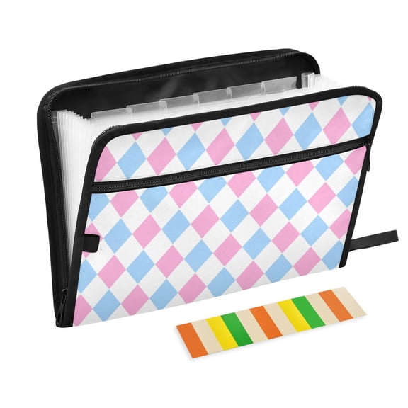 Wobogo Diamond Checkered Expanding File Folder Letter Size Accordion Filing Organizer 13 Pocket Separate Organ Pocket