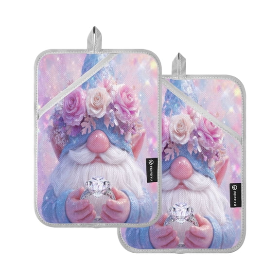 Wobogo Diamond Dwarf Oven Mitts 2 Piece Heat Resistant 338 Degrees F Square Insulation Pads for A Wide Range of Cooking Occasions