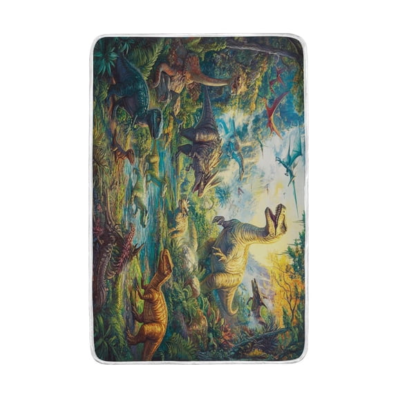 Wobogo Dinosaurs Time Flannel Fleece Bed Blanket as Bedspread Coverlet Sofa Blankets (90x60in) Soft Lightweight Warm and Cozy