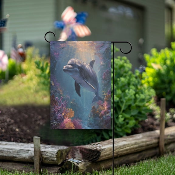 Wobogo Dolphin Garden Flag 12×18 Inch Double Sided For Outdoor Yard Decoration