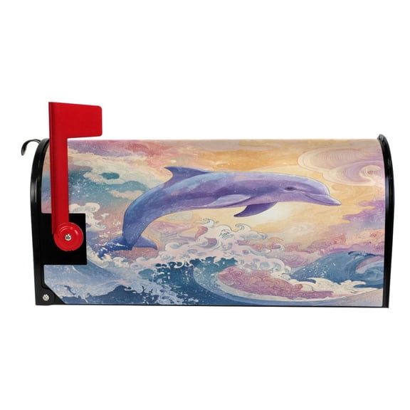 Wobogo Dolphin Mailbox Cover Magnetic for Garden Yard Home Decor Standard Size 25.4×20.78in