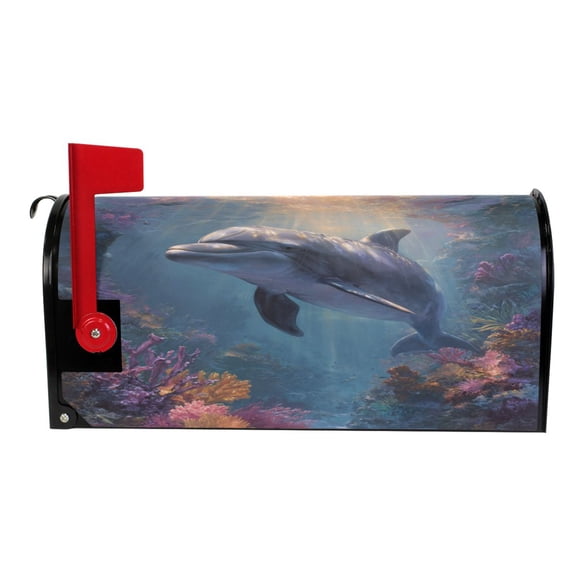 Wobogo Dolphin Mailbox Cover Magnetic for Garden Yard Home Decor Standard Size 25.4×20.78in