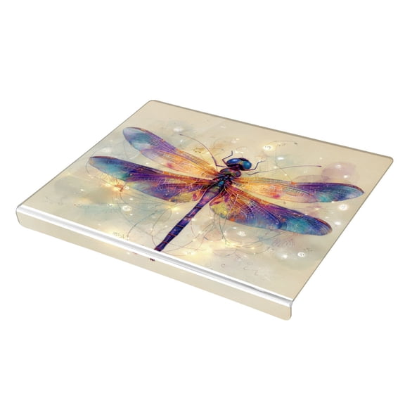 Wobogo Dreamy Dragonfly Acrylic Cutting Board with Counter Lip 16.5"x13.4 Perfect for Bread Meat Veggies & More Great Kitchen Essential Gadgets & Decor