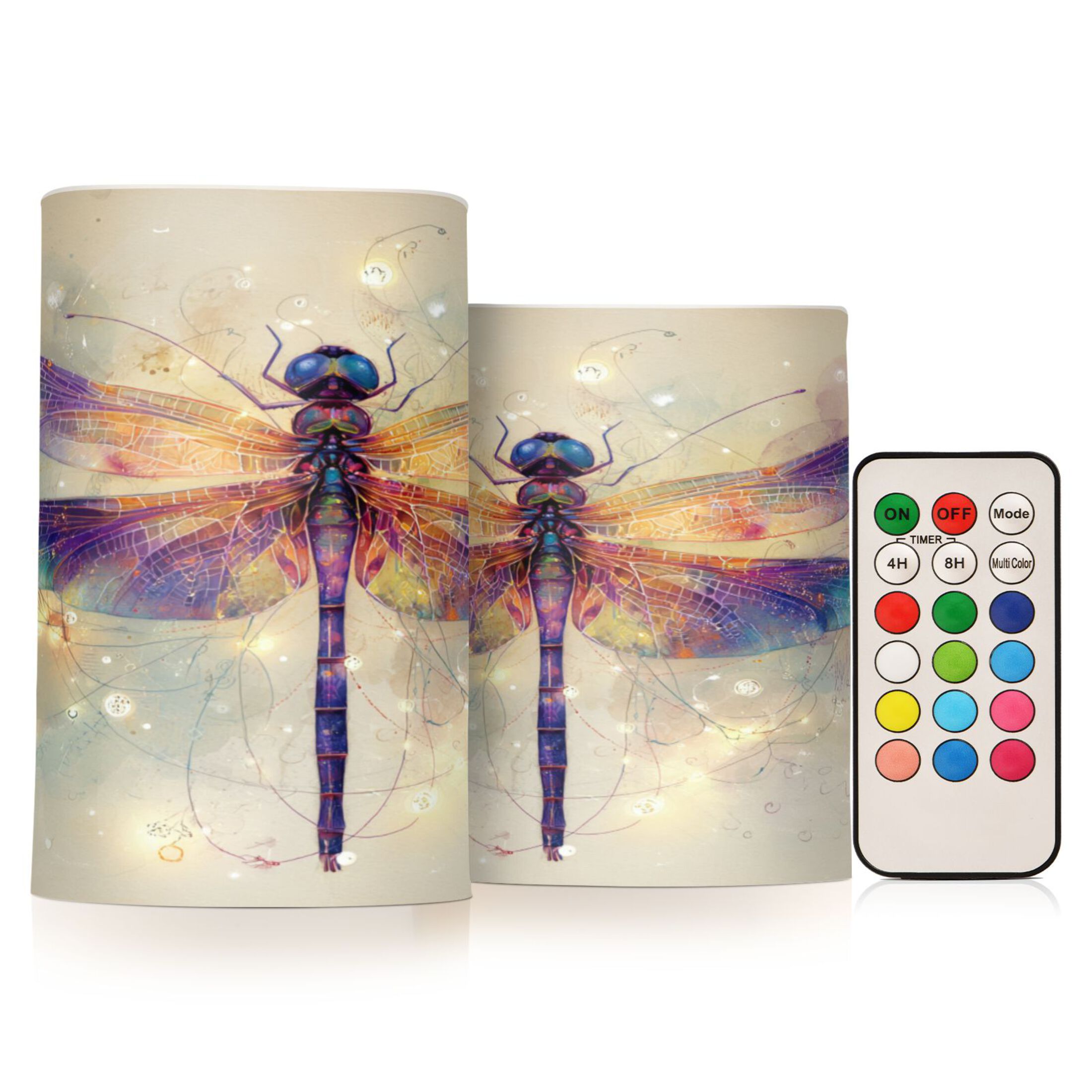 Wobogo Dreamy Dragonfly Combo Flameless Flickering Candle Light with ...