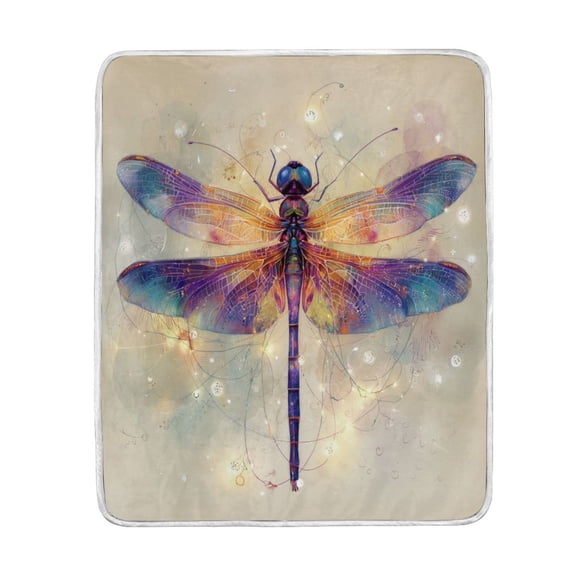 Wobogo Dreamy Dragonfly Flannel Fleece Bed Blanket as Bedspread Coverlet Sofa blankets (50x60in) Soft Lightweight Warm and Cozy