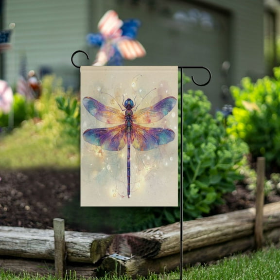 Wobogo Dreamy Dragonfly Garden Flag 12×18 Inch Double Sided For Outdoor Yard Decoration