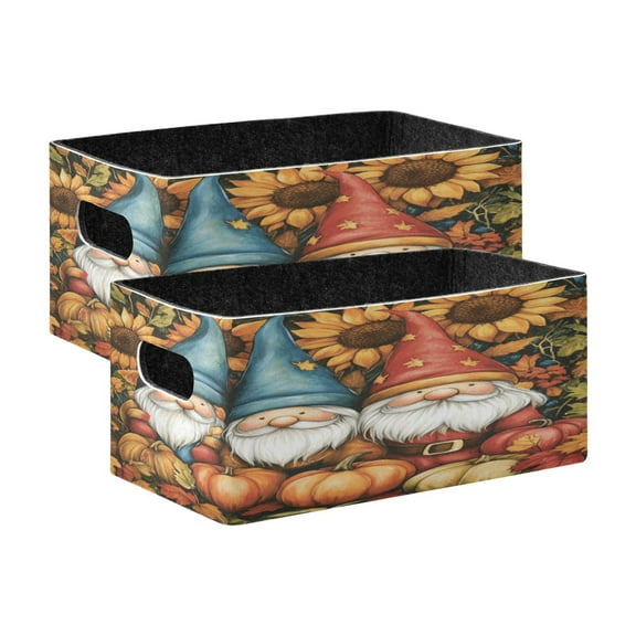 Wobogo Dwarf Elves Fall Decorative Folding Storage Basket Set of 2 for Desktop Bedroom Living Room Dressing Table