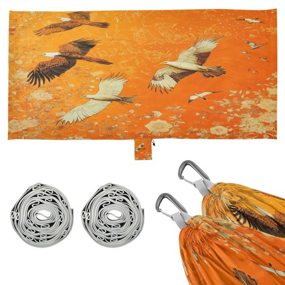 Wobogo Eagle Golden Flower Camping Hammocks 330 lb Capacity with Tree Straps and Hanging Pockets for Outside Hiking Beach Backpack Travel