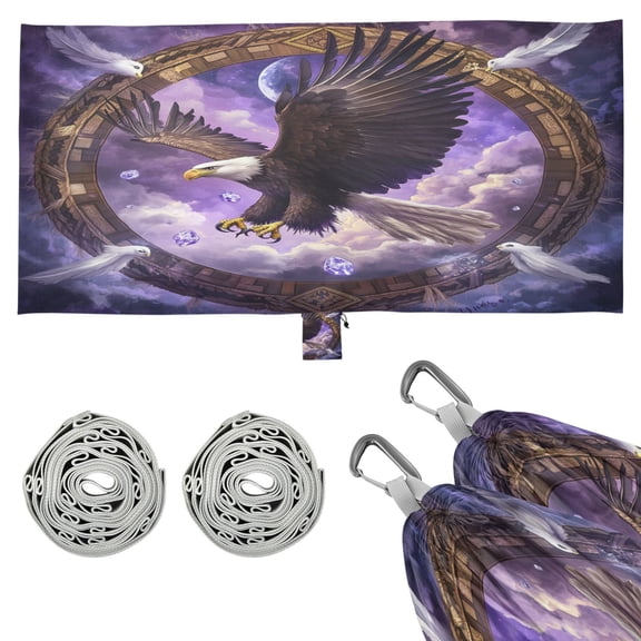 Wobogo Eagleflying in The Sky Camping Hammocks 330 lb Capacity with Tree Straps and Hanging Pockets for Outside Hiking Beach Backpack Travel