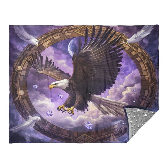 Wobogo Eagleflying in The Sky Flannel Blanket Fluorescent Effect in The Dark Four Seasons of Comfortable and Soft Skin Friendly Sheet 7055in