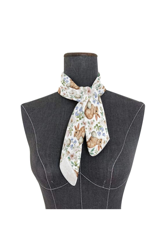 Wobogo Easter Brown Bunny Eggs Square Scarf 23.62 x 23.62 In Lightweight Polyester Silk-Feel Neck Scarf for Women Fashion Head Scarf Hair Wrap Bandana