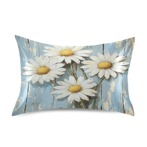 Wobogo Elegant Daisy Satin Pillowcase Soft Smooth Envelope Design Comfortable Bedding Essentials 20×26in