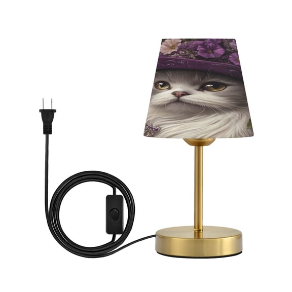 Wobogo Elegant Persian Cat Table Lamps Three-channel Adjustable Lighted Antique Brass Metal Base Simple Modern Style for Bedroom Nightstands Living Room and Office