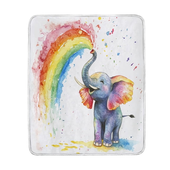 Wobogo Elephant Color Spraying Flannel Fleece Bed Blanket as Bedspread Coverlet Sofa blankets (50x60in) Soft Lightweight Warm and Cozy