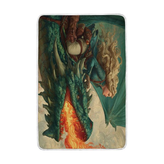 Wobogo Emerald Dragon Flannel Fleece Bed Blanket as Bedspread Coverlet Sofa Blankets (90x60in) Soft Lightweight Warm and Cozy