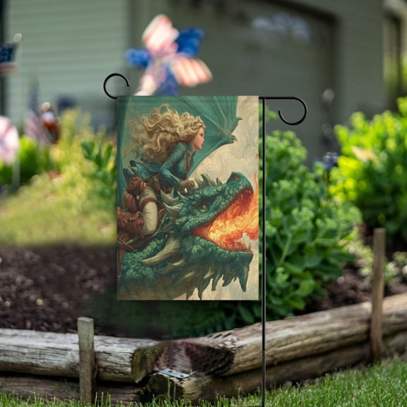 Wobogo Emerald Dragon Garden Flag 12×18 Inch Double Sided For Outdoor Yard Decoration