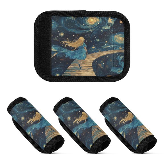 Wobogo Endless Wooden Bridge Luggage Handle Wrap 4Pcs Suitcase Identifier Travel Accessories Affordable Durable Concealed Tag For Airport Leaf