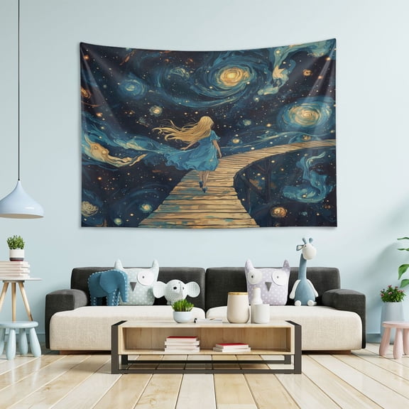 Wobogo Endless Wooden Bridge Tapestry 90x60in Home Living Room Bedroom Wall Hanging Ornaments