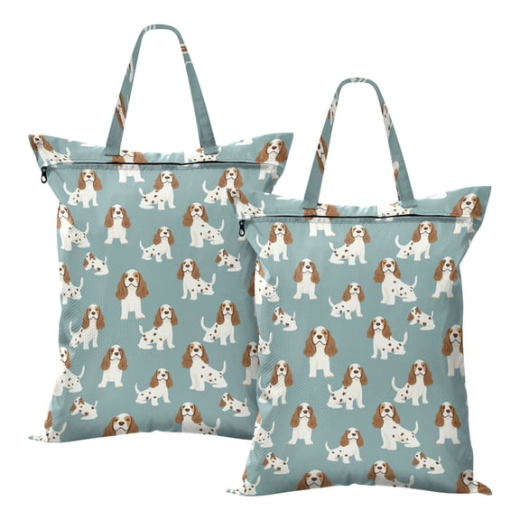 Wobogo English Cocker Spaniel Dog Travel Laundry Bag Dirty Clothes Organizer Top Handle Strap Design Suitable for Beach Camping Dormitory Bathrooms