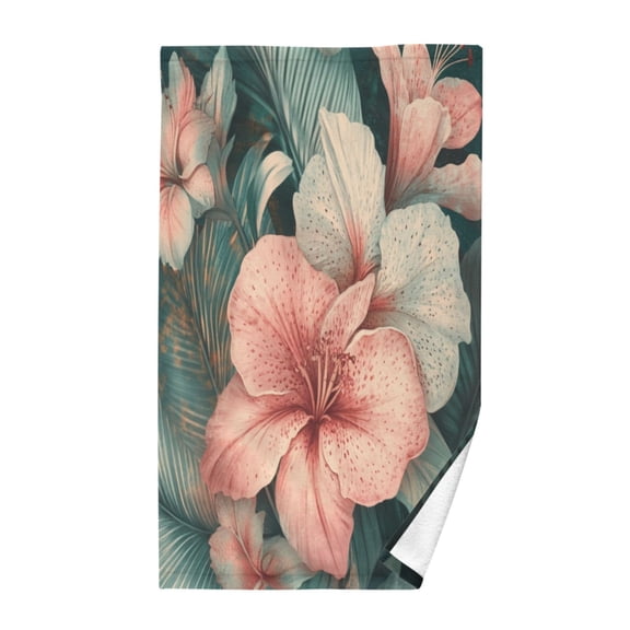 Wobogo Exotic Pink Flowers Face Towel Soft Breathable Cotton Towel Set for Bathroom Kitchen Hotel Spa Gift Decor