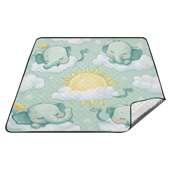 Wobogo Extra Large Camping Blanket 7878in Waterproof Foldable Picnic Mat for Beach Grass Lawn Park Accessories Illustration Of Cartoon Sleeping Baby Elephants
