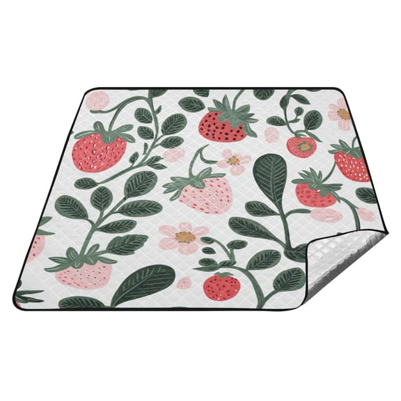 Wobogo Extra Large Camping Blanket 7878in Waterproof Foldable Picnic Mat for Beach Grass Lawn Park Accessories A Seamless Pattern with Cute Strawberries