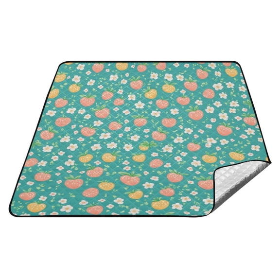 Wobogo Extra Large Camping Blanket 7878in Waterproof Foldable Picnic Mat for Beach Grass Lawn Park Accessories Strawberries Flowers Pattern