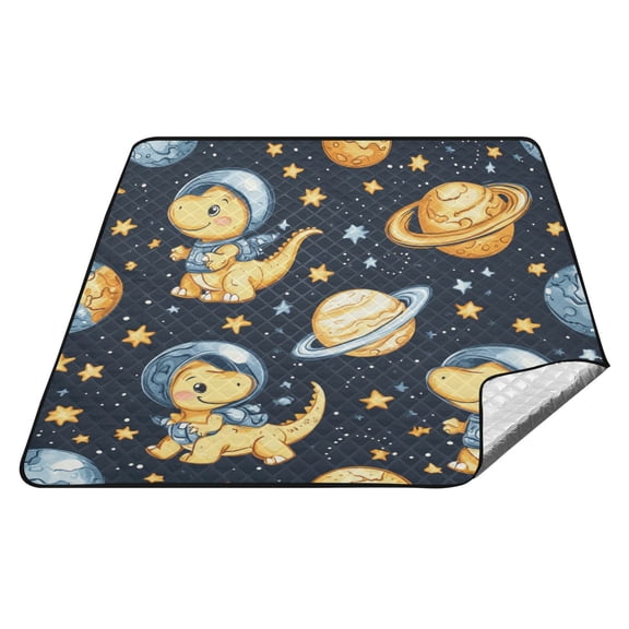 Wobogo Extra Large Camping Blanket 7878in Waterproof Foldable Picnic Mat for Beach Grass Lawn Park Accessories Yellow Dinosaur Space Pattern