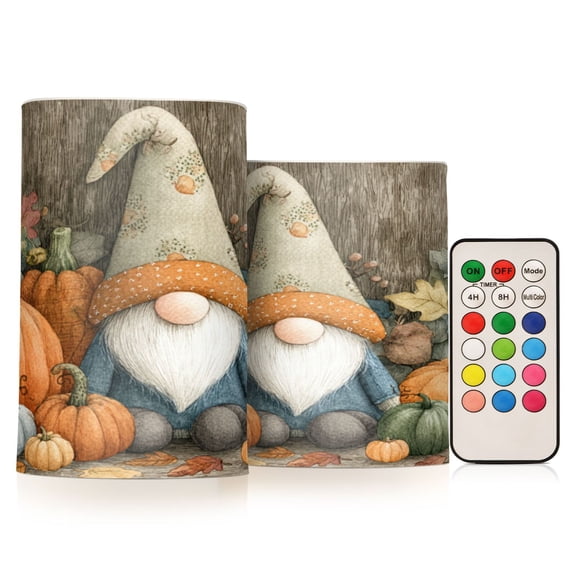 Wobogo Fall Gnome Combo Flameless Flickering Candle Light with Remote Control and Timer for Romantic Atmosphere