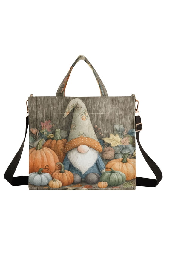 Wobogo Fall Gnome Corduroy Tote Bag for Women Travel Crossbody Bag Purse Women Shoulder Bags Work Handbags Daily Commuter Bag 10.2×9inch