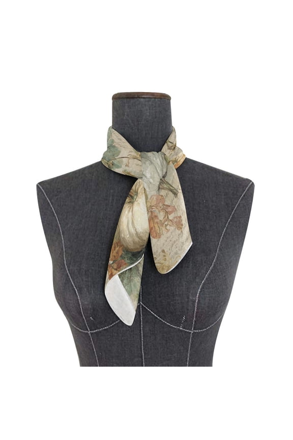 Wobogo Fall Pumpkin Maple Leaf Square Scarf 23.62 x 23.62 In Lightweight Polyester Silk-Feel Neck Scarf for Women Fashion Head Scarf Hair Wrap Bandana