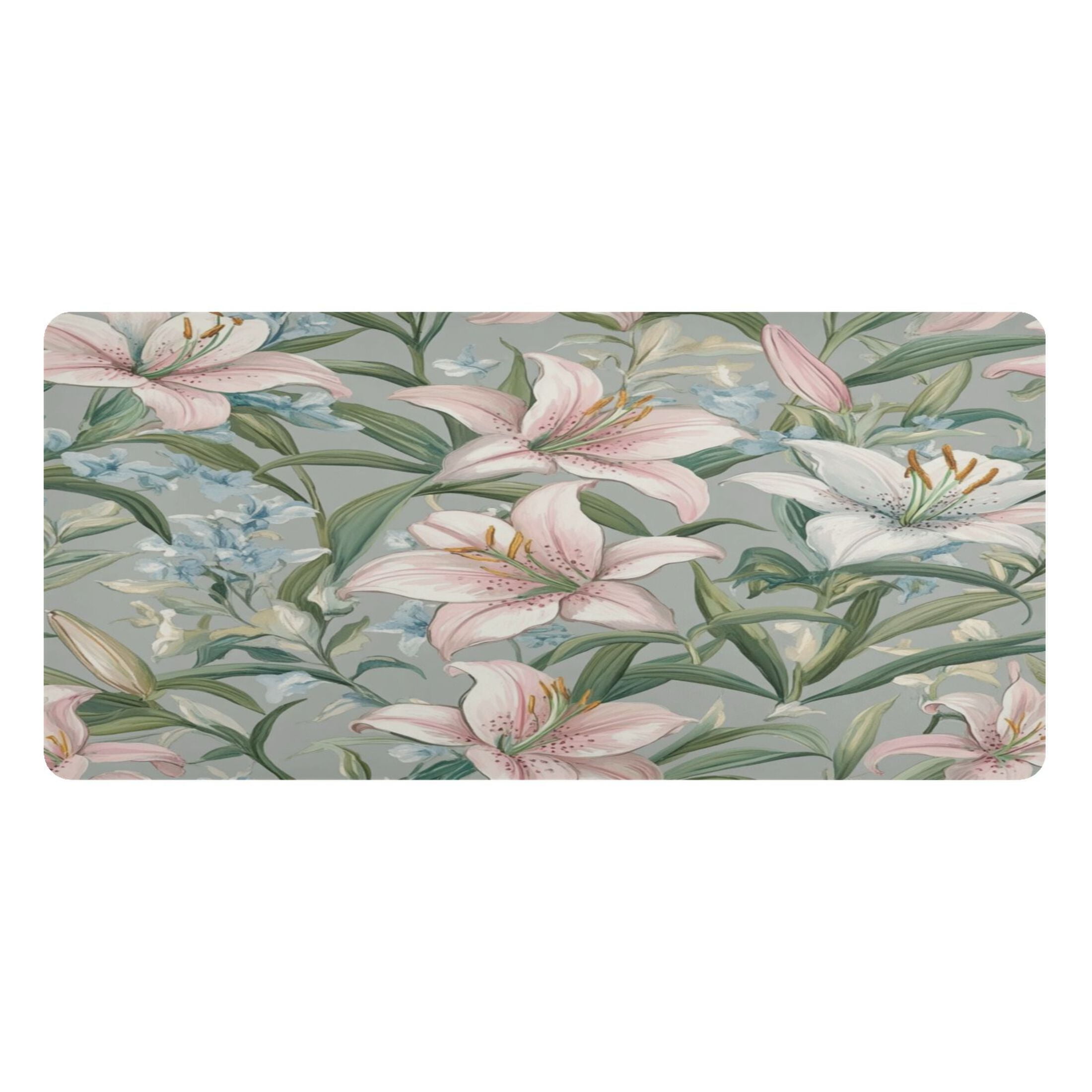 Wobogo Famille Rose Enamels Gaming Mouse Pad Non-slip Leather Desk Mat Water Resist Keyboard Pad for Gamer Office 23.6×47.2in