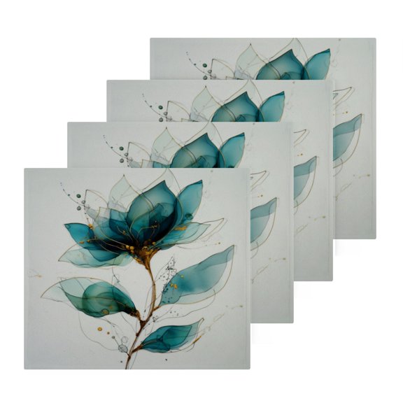 Wobogo Fantasy Flower Square Cotton Towel Set of 2 Soft and Skin-friendly with Good Absorbency 12×12in