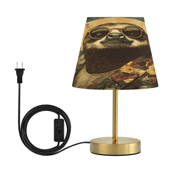 Wobogo Fashion Sloth Pattern Table Lamps Three-channel Adjustable Lighted Antique Brass Metal Base Simple Modern Style for Bedroom Nightstands Living Room and Office