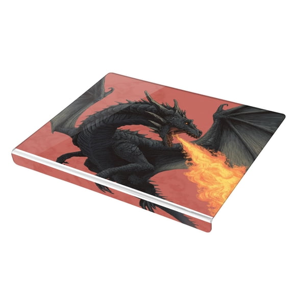 Wobogo Fire Dragon Acrylic Cutting Board with Counter Lip 16.5"x13.4 Perfect for Bread Meat Veggies & More Great Kitchen Essential Gadgets & Decor