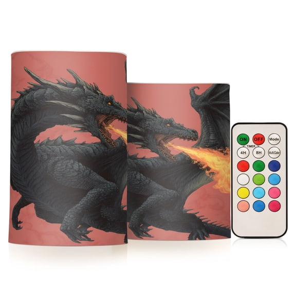 Wobogo Fire Dragon Combo Flameless Flickering Candle Light with Remote Control and Timer for Romantic Atmosphere