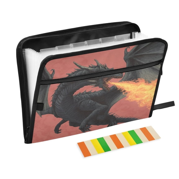 Wobogo Fire Dragon Expanding File Folder Letter Size Accordion Filing Organizer 13 Pocket Separate Organ Pocket