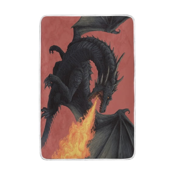 Wobogo Fire Dragon Flannel Fleece Bed Blanket as Bedspread Coverlet Sofa Blankets (90x60in) Soft Lightweight Warm and Cozy