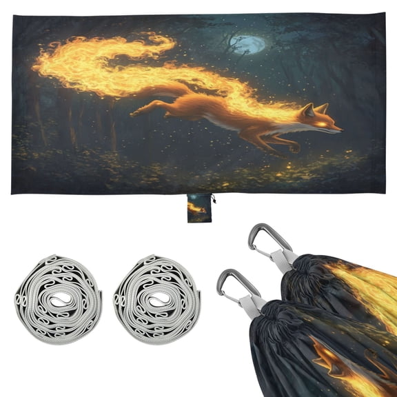 Wobogo Fire Fox Camping Hammocks 330 lb Capacity with Tree Straps and Hanging Pockets for Outside Hiking Beach Backpack Travel