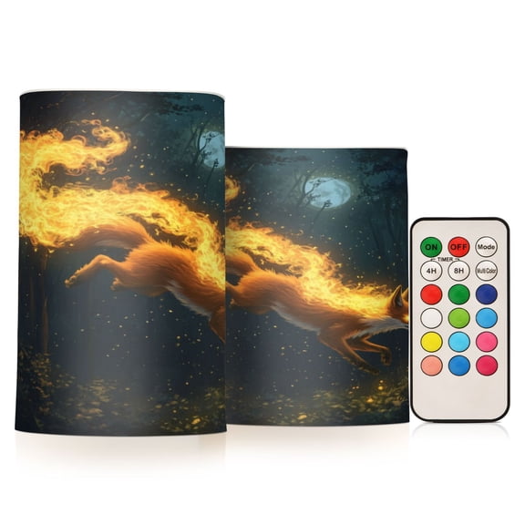 Wobogo Fire Fox Combo Flameless Flickering Candle Light with Remote Control and Timer for Romantic Atmosphere
