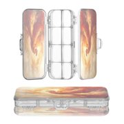 Wobogo Fire Phoenix Pattern Clear Pencil Case Plastic Pencilboxes Stackable Design Study Materials for Classroom Office